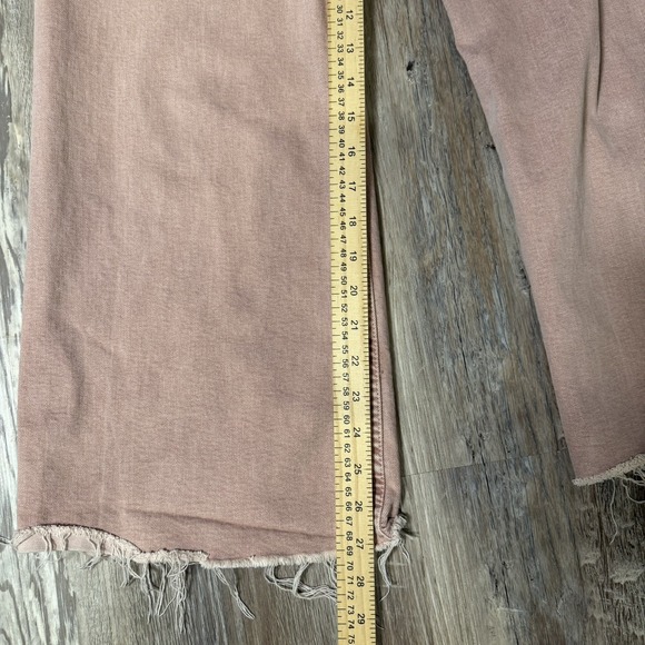 Zara The Marine Straight Leg Pink Minimalist Raw Hem High Waisted Pant Size 4 - Picture 4 of 6